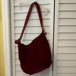 Coach Deep Red Suede Shoulder Bag